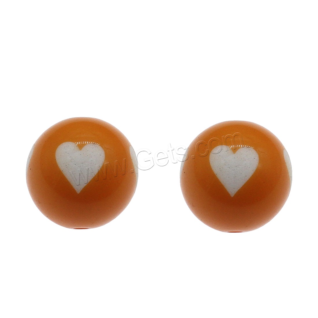Mixed Acrylic Jewelry Beads, Round, with heart pattern & different size for choice, mixed colors, Hole:Approx 2mm, Approx 200PCs/Bag, Sold By Bag