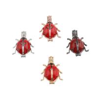 Zinc Alloy Floating Locket Pendant, Ladybug, plated, It could be opened and beads could be put inside. & enamel Approx 4mm 