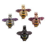 Zinc Alloy Floating Locket Pendant, Bee, plated, It could be opened and beads could be put inside. & enamel Approx 4mm 