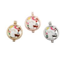 Zinc Alloy Floating Locket Pendant, Unicorn, plated, It could be opened and beads could be put inside. & enamel Approx 4mm 