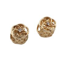 Rhinestone Zinc Alloy European Beads, gold color plated, with rhinestone & hollow Approx 5mm 