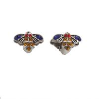 Rhinestone Zinc Alloy European Beads, Bee, antique silver color plated, with rhinestone Approx 5mm 