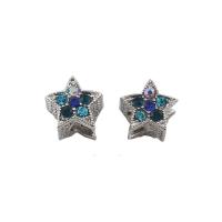 Rhinestone Zinc Alloy European Beads, Star, antique silver color plated, with rhinestone Approx 4.5mm 