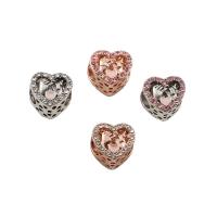Rhinestone Zinc Alloy European Beads, Heart, plated, with rhinestone Approx 5mm 