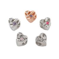 Rhinestone Zinc Alloy European Beads, Heart, plated, enamel & with rhinestone, mixed colors Approx 5mm 