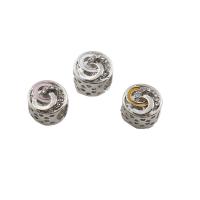 Rhinestone Zinc Alloy European Beads, silver color plated, enamel & with rhinestone Approx 5mm 