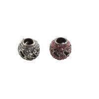 Rhinestone Zinc Alloy European Beads, Round, gun black plated, with rhinestone Approx 4.5mm 