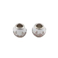 Enamel Zinc Alloy European Beads, Round, silver color plated Approx 5mm 