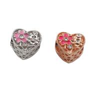 Rhinestone Zinc Alloy European Beads, Heart, plated, enamel & with rhinestone Approx 5mm 