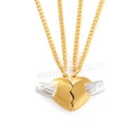 Couple Stainless Steel Necklace, 316L Stainless Steel, gold color plated, 2 pieces & fashion jewelry & Unisex & with magnetic Approx 24 Inch 