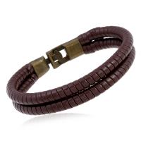 PU Leather Bracelet, with Zinc Alloy, plated, fashion jewelry & for man, brown, 22.5cm 