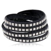 Fashion Zinc Alloy Bracelets, with Faux Leather, plated, fashion jewelry & for man, brown, 15mm Approx 16.5 Inch 