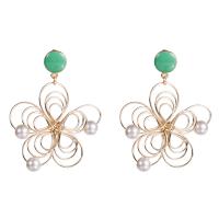 Plastic Pearl Zinc Alloy Earring, with Plastic Pearl & enamel, plated, fashion jewelry & for woman 