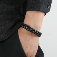 PU Leather Bracelet, with Stainless Steel, plated, fashion jewelry & for man 14mm Approx 8.66 Inch 