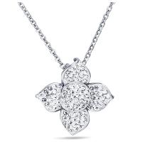 Stainless Steel Jewelry Necklace, Flower, plated, Unisex & with rhinestone, silver color Approx 17.71 Inch 