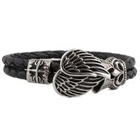 Stainless Steel Bracelet, with PU Leather, fashion jewelry & for man Approx 8.66 