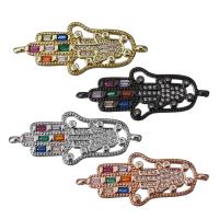 Cubic Zirconia Micro Pave Brass Connector, Hamsa, plated, micro pave cubic zirconia & 1/1 loop Approx 1.5mm 