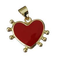 Brass Heart Pendants, gold color plated, enamel Approx 