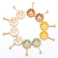 Zinc Alloy Flower Pendants, with Plastic Pearl, gold color plated, enamel 26*16mm 