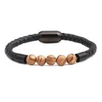 Gemstone Bracelets, with PU Leather Cord & Zinc Alloy, plated & Unisex, 8mm Approx 7.5 Inch 