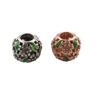 Rhinestone Zinc Alloy European Beads, Round, plated, enamel & with rhinestone Approx 5mm 