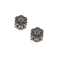 Rhinestone Zinc Alloy European Beads, antique silver color plated, with rhinestone Approx 5mm 