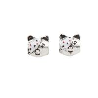 Enamel Zinc Alloy European Beads, Dog, silver color plated Approx 5mm 