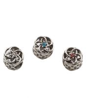 Rhinestone Zinc Alloy European Beads, antique silver color plated, with rhinestone Approx 5.5mm 