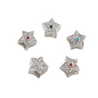 Rhinestone Zinc Alloy European Beads, Star, silver color plated, with rhinestone Approx 5mm 