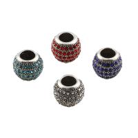 Rhinestone Zinc Alloy European Beads, silver color plated, with rhinestone Approx 6mm 