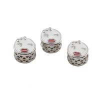 Enamel Zinc Alloy European Beads, silver color plated Approx 6mm 