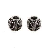 Rhinestone Zinc Alloy European Beads, Round, antique silver color plated, with rhinestone Approx 5mm 