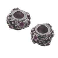 Rhinestone Zinc Alloy European Beads, antique silver color plated, enamel & with rhinestone Approx 5mm 