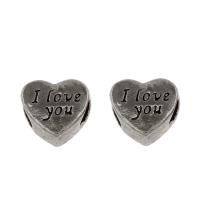 Zinc Alloy European Beads, Heart, antique silver color plated Approx 5mm 