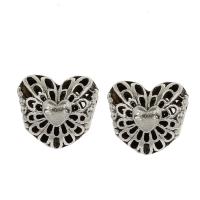 Zinc Alloy European Beads, Heart, antique silver color plated, hollow Approx 5mm 