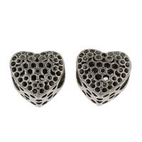 Perles European en alliage de zinc, coeur, Plaqué de couleur d'argent, creux Environ 5mm Vendu par sac