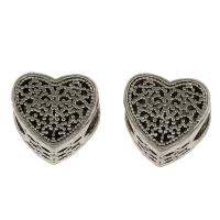 Perles European en alliage de zinc, coeur, Plaqué de couleur d'argent Environ 5mm Vendu par sac