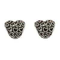 Perles European en alliage de zinc, coeur, Plaqué de couleur d'argent, creux Environ 5mm Vendu par sac