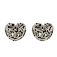 Zinc Alloy European Beads, Heart, silver color plated, hollow Approx 4mm 