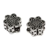 Zinc Alloy European Beads, Flower, antique silver color plated Approx 5mm 