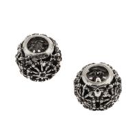 Zinc Alloy European Beads, Round, antique silver color plated, hollow Approx 5mm 