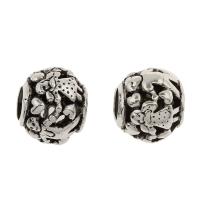 Zinc Alloy European Beads, Round, antique silver color plated Approx 5mm 