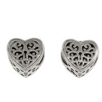 Zinc Alloy European Beads, Heart, antique silver color plated Approx 5mm 