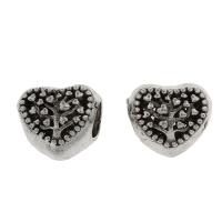Perles European en alliage de zinc, coeur, Plaqué de couleur d'argent Environ 5mm Vendu par sac