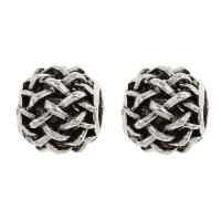 Zinc Alloy European Beads, Round, antique silver color plated, hollow Approx 5mm 
