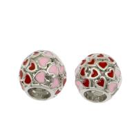 Enamel Zinc Alloy European Beads, Round, silver color plated Approx 5mm 