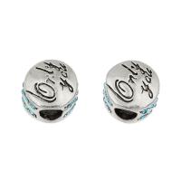 Rhinestone Zinc Alloy European Beads, antique silver color plated, with rhinestone Approx 4.5mm 