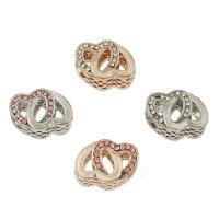 Rhinestone Zinc Alloy European Beads, Heart, plated, with rhinestone & hollow Approx 5mm 