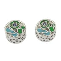 Enamel Zinc Alloy European Beads, silver color plated Approx 5mm 