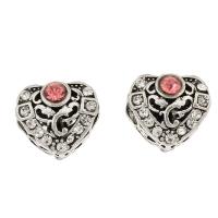 Rhinestone Zinc Alloy European Beads, Heart, antique silver color plated, with rhinestone Approx 4.5mm 